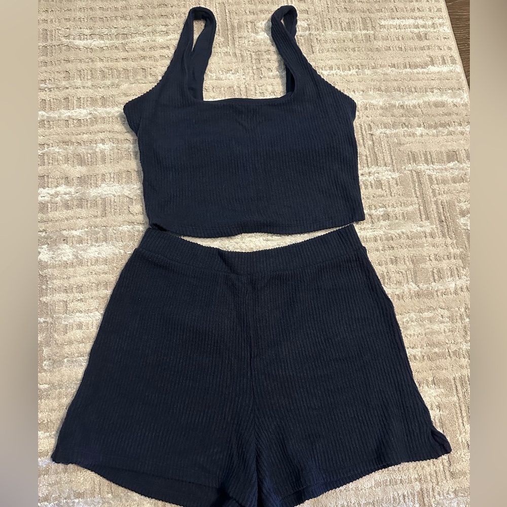 Abercrombie & Fitch Navy Ribbed Tank and Shorts set - Size Small